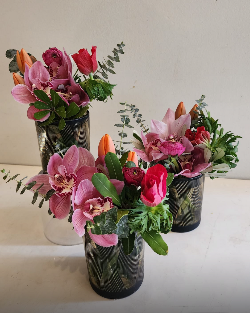 Pink Petals Trio-Low Vases