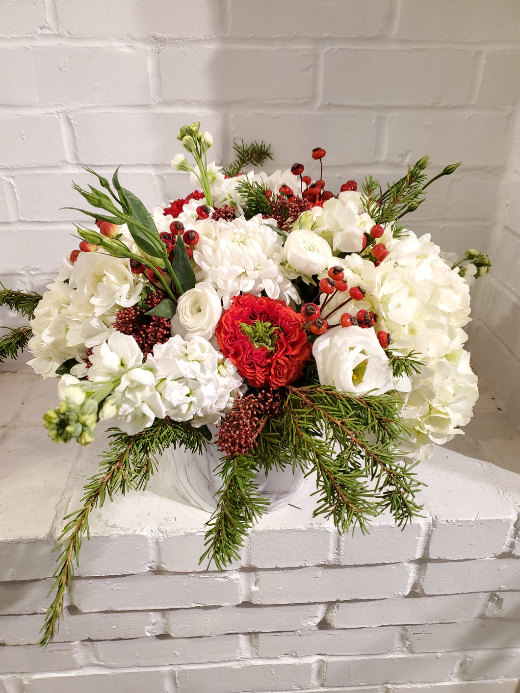 Wintery White Vase Arrangment